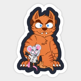 Dr Catnip and his monster cat MouseTrap Sticker